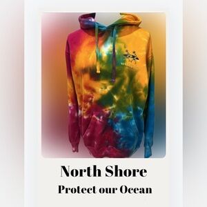 Colortone Tie-Dye Hoodie – North Shore Hawaii Graphic – Size Small